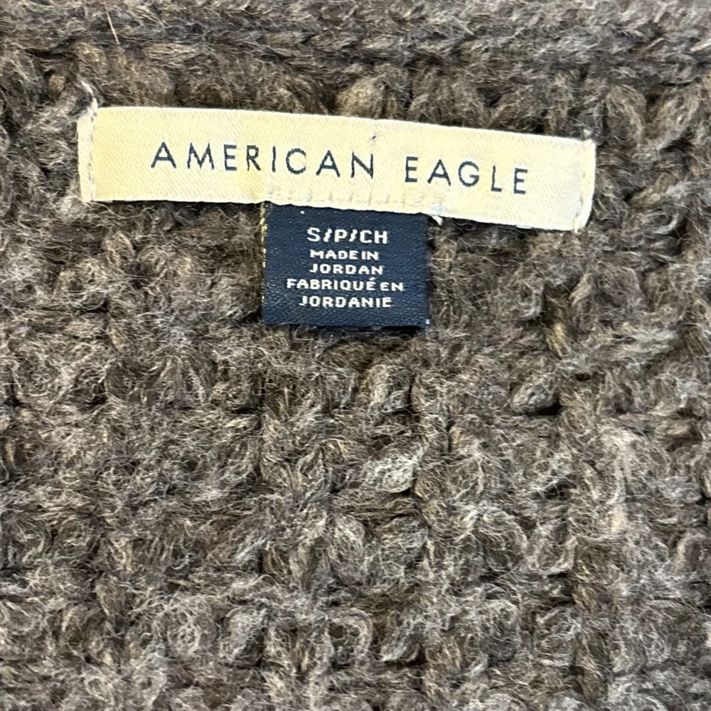 American Eagle Women's Whoa So Cozy Waffle Knit Sweater S Gray Oversized V-Neck